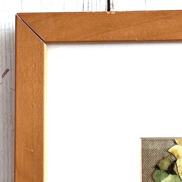 Fabric Collage by Wilda Northrop Yellow Flowers & Pear Signed Textile Art Floral - Picture 16 of 16